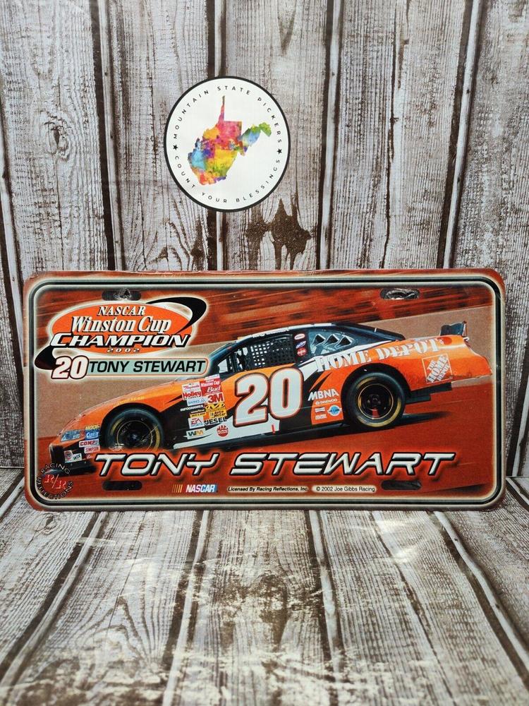 2002 Tony Stewart Winston Cup Champion Booster License Plate Nascar 20 Steel - Picture 1 of 9